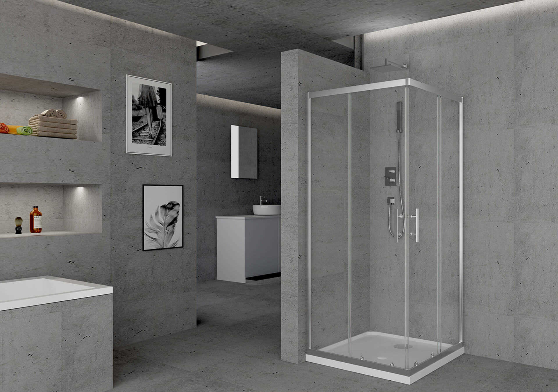 Cabine de douche carrée à double porte encadrée : le complément parfait à votre salle de bain.