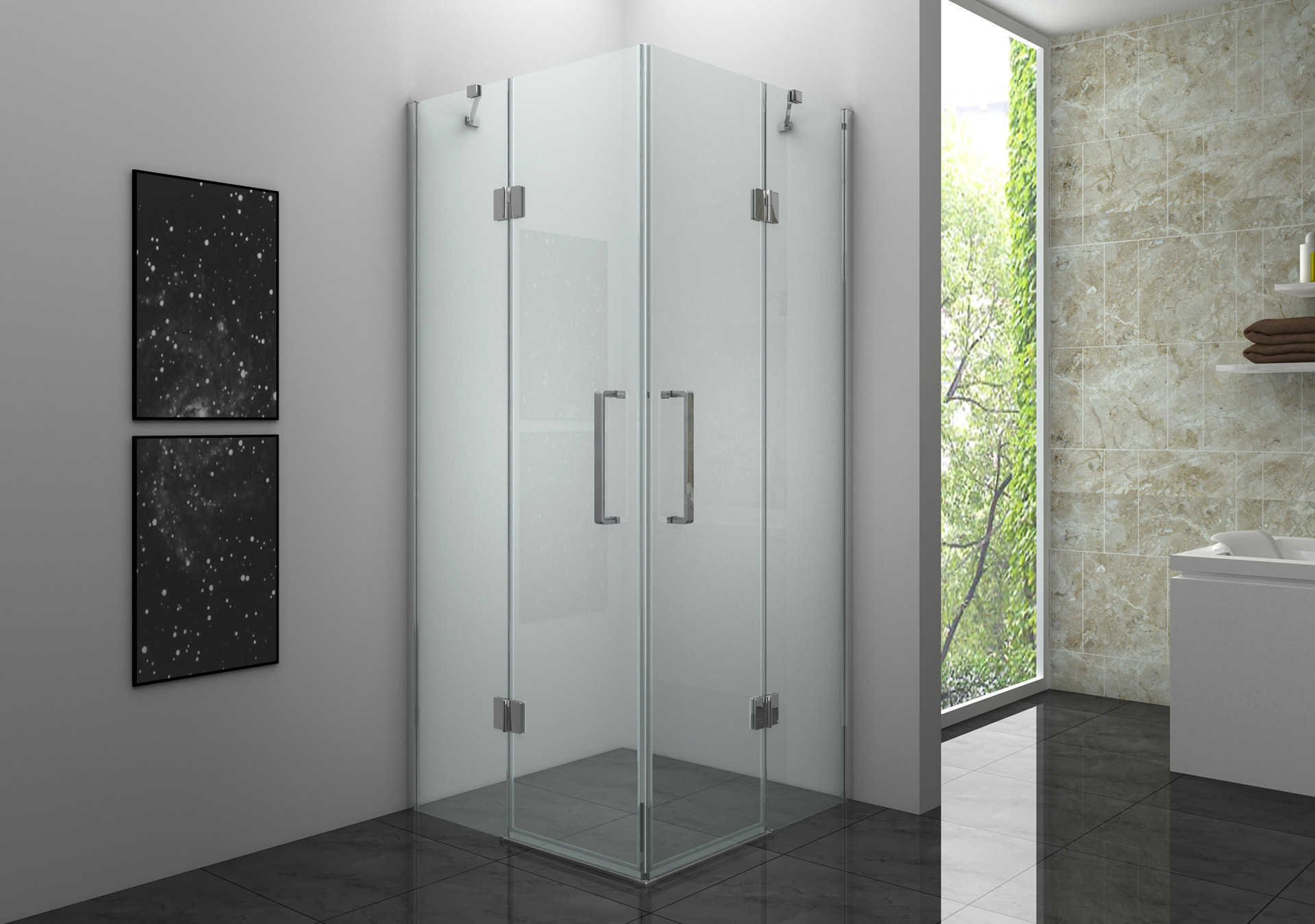 Cabine de douche à porte pliante carrée d'angle : Maximisez l'espace dans votre salle de bain