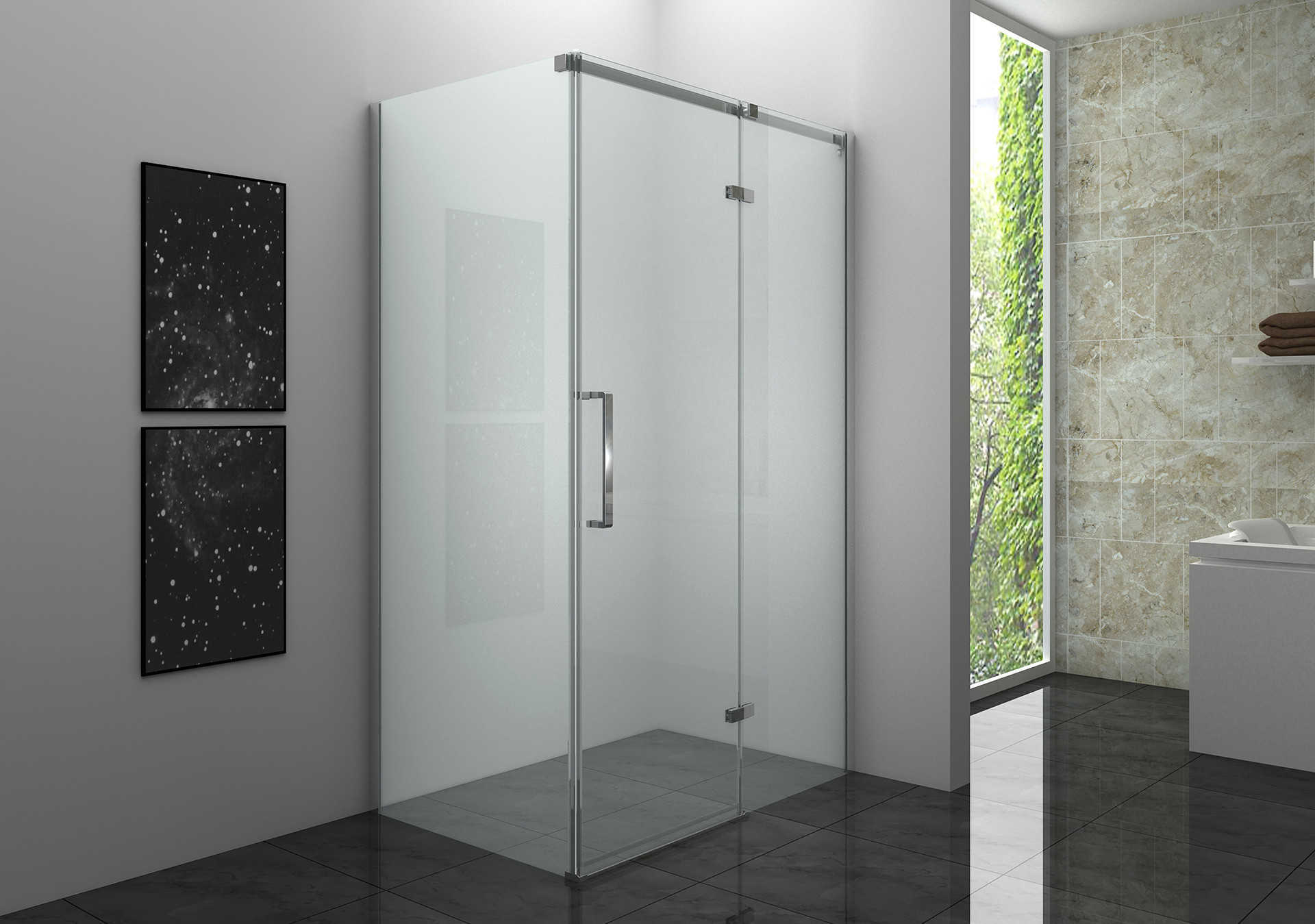Une cabine de douche quart de cercle à double porte d'angle est un type de cabine de douche conçue pour s'intégrer dans le coin d'une salle de bain